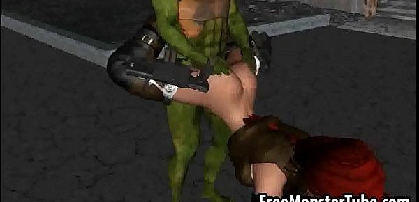  3D redhead babe getting fucked by a Ninja Turtle